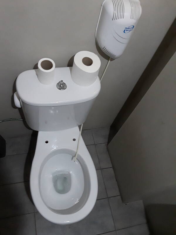 Toilet in a cafe in Platanos, uphill from Agia Marina on Leros.