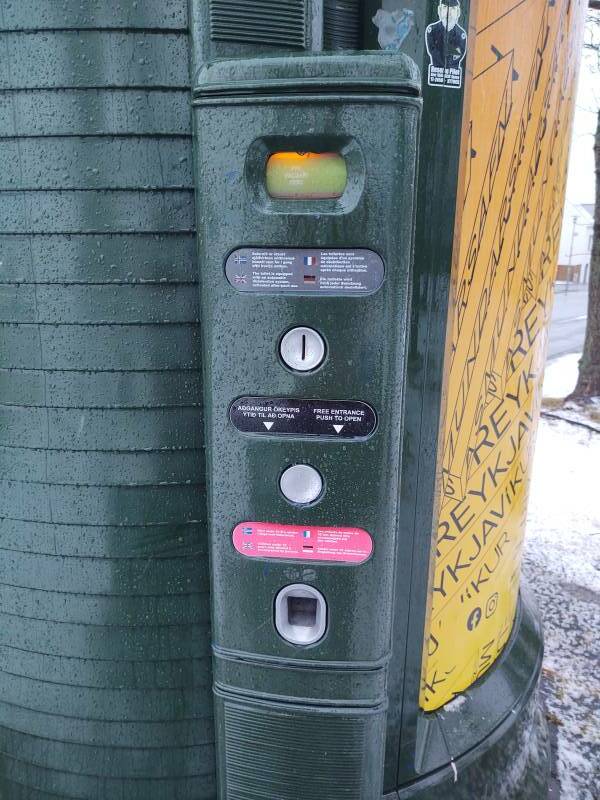 Automated public toilet in Reykjavík.