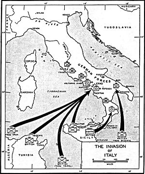 Map of the 1943 invasion of Italy.