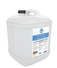 Anotec Blue SFTY-100, blue disinfectant liquid for airliner toilets.