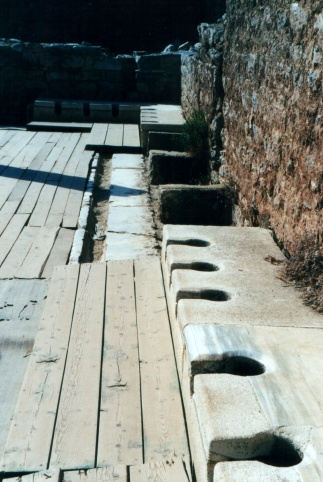 Ancient Greek toilets in Ephesus, in west Turkey.