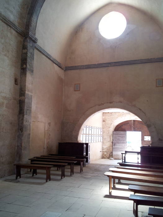 Interior of sanctuary at the Abbaye de Saint-Hilaire, near Ménerbes, in the Luberon, Provence, in southern France.