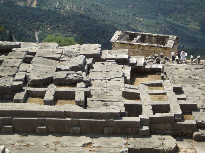 Temple of Apollo at Delphi, the sacred chamber of the Pythia or Oracle.