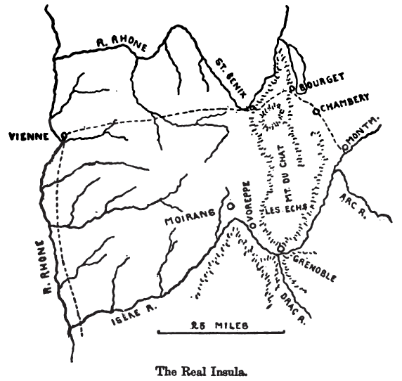 Hannibal's possible routes from the Rhône to the Alps. From Theodore Ayrault Dodge's 'Hannibal', 1891.
