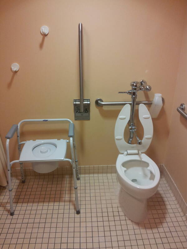 Hospital toilet and portable 'three-in-one' toilet unit.