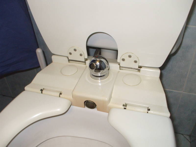 Toilet with built-in bidet in Genova, Italy.