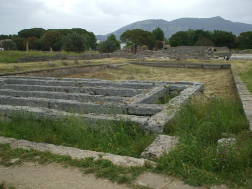 Supports for raised and heated floors in large public bath in Paestum, south of Salerno, Italy.