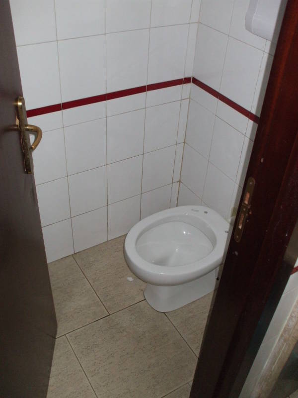 Modern public toilet at a cafe near Paestum, south of Salerno, Italy.