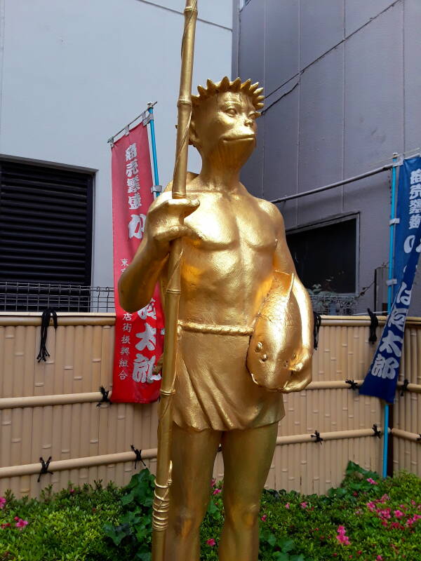 Golden Kappa statue in Tokyo Asakusa district.