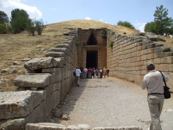 Tholos tomb called the 'Treasury of Atreus' or the 'Tomb of Agamemnon' at Mycenae.