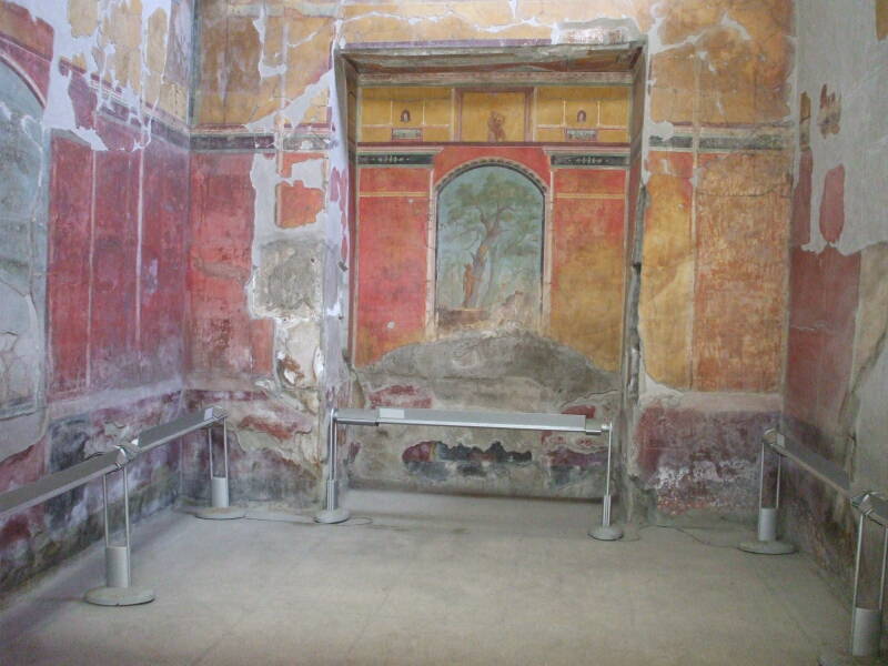 Fresco inside the Roman Emperor Nero's Villa Poppaea near Pompeii.