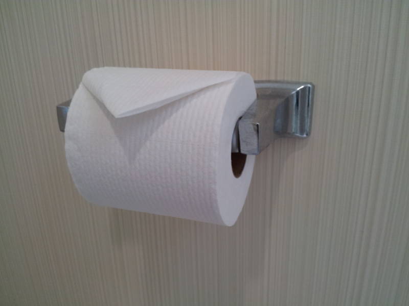 Toilet paper at the Residence Inn hotel in Herndon, Virginia, USA.