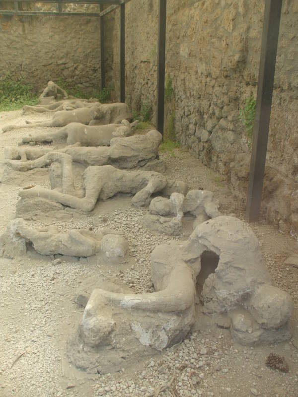 Plaster casts of victims at Pompeii.