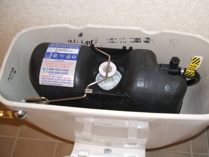 Pressure-flushing toilet.