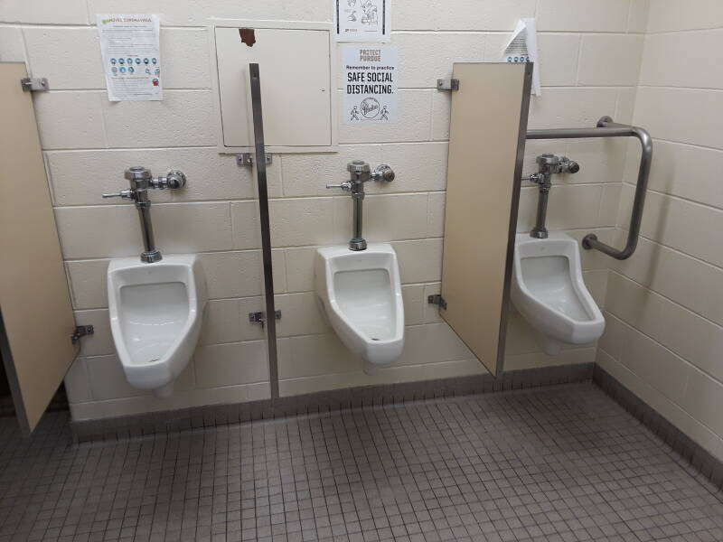 Bad urinals in Purdue's Hicks Undergraduate Research Library.