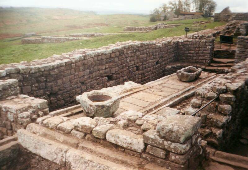 Latrines at the Roman fort Vercovicium along Hadrian's Wall in Britain.