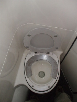 Toilet on board a Citylink inter-city bus in Scotland.