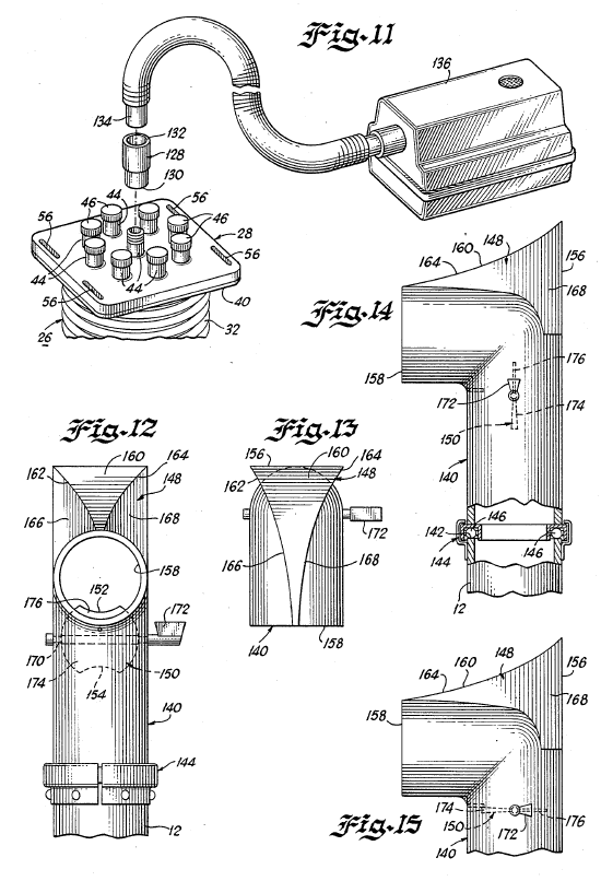 Cross-section diagram of a complicated toilet snorkel with a large bellows on the toilet bowl.