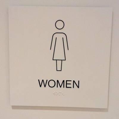 Women's bathroom sign at the Whitney Museum in New York.